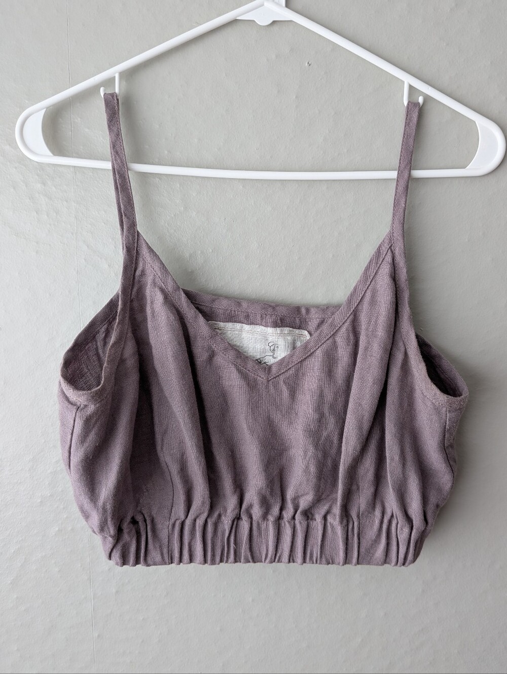 Not Perfect Linen Mauve Crop Tank Top S/M